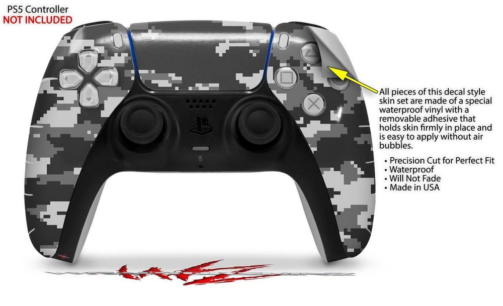 Skin Sony PS5 Controller WraptorCamo Digital Camo Gray