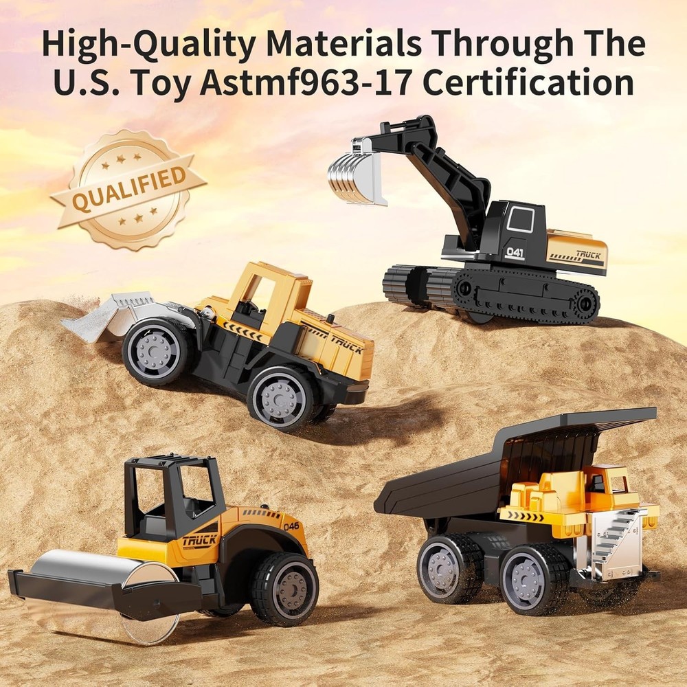 Alloy Mini Construction Vehicles Set – Durable, Educational, Pull-Back Fun fo...