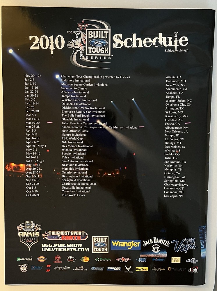 PBR 8 Seconds Official Souvenir Program 2010 - NF