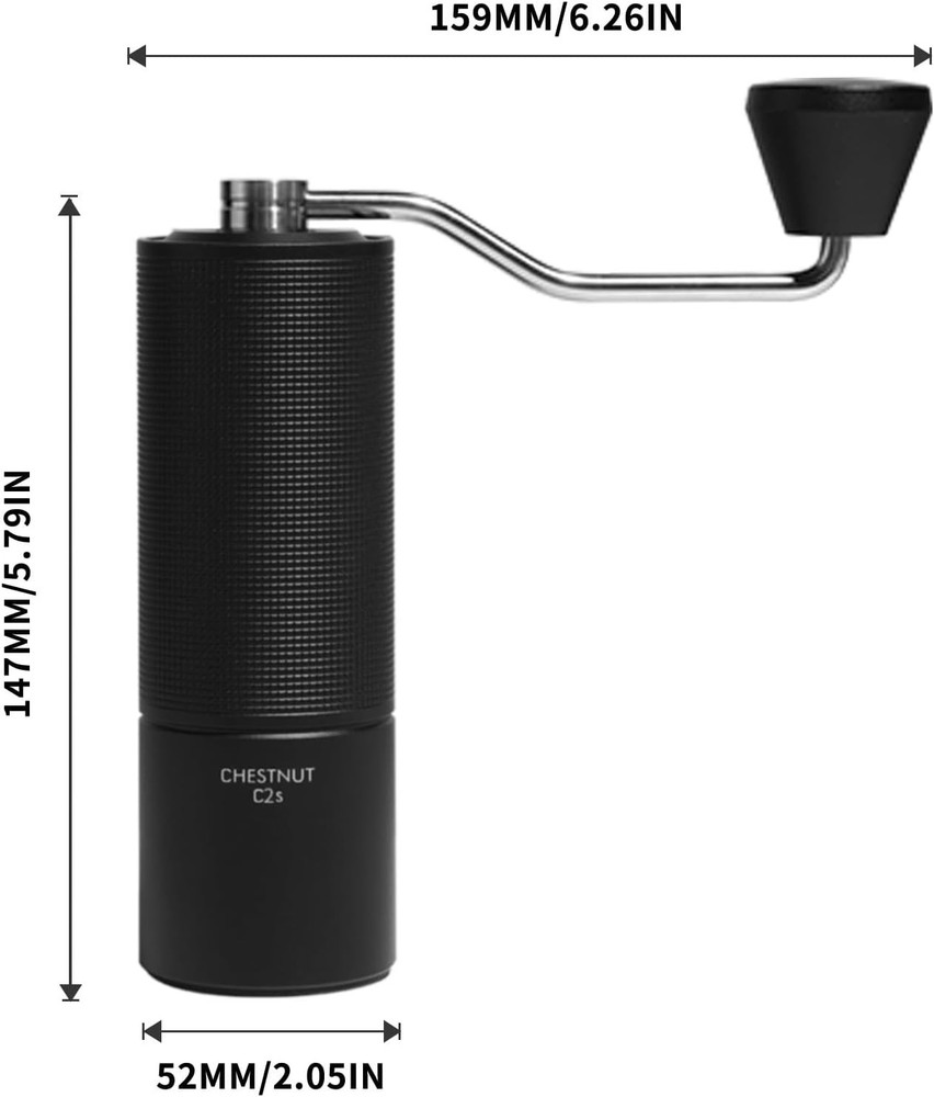 Compact Chestnut C2S Hand Coffee Grinder - Double Bearing for Precision Grinding