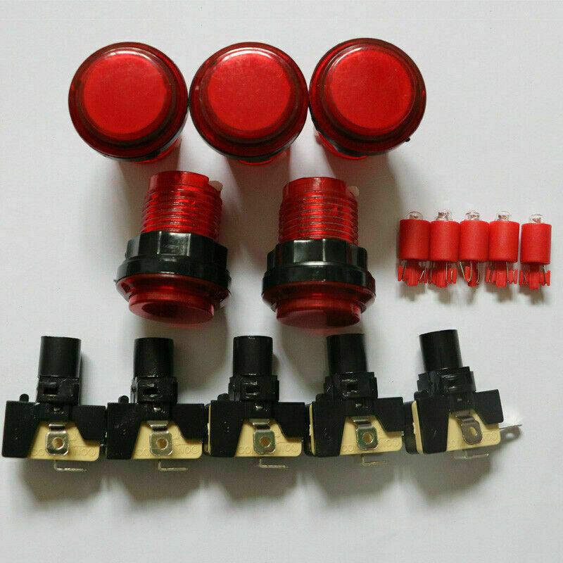 5pcs Arcade Game LED Buttons DC 5V And 12v Illuminated With Microswitch