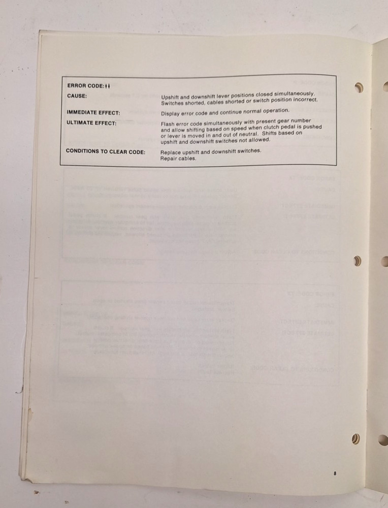 USED VERSATILE 800 SERES POWER SHIFT TRACTOR ERROR CODES SUPPLEMENT 97550