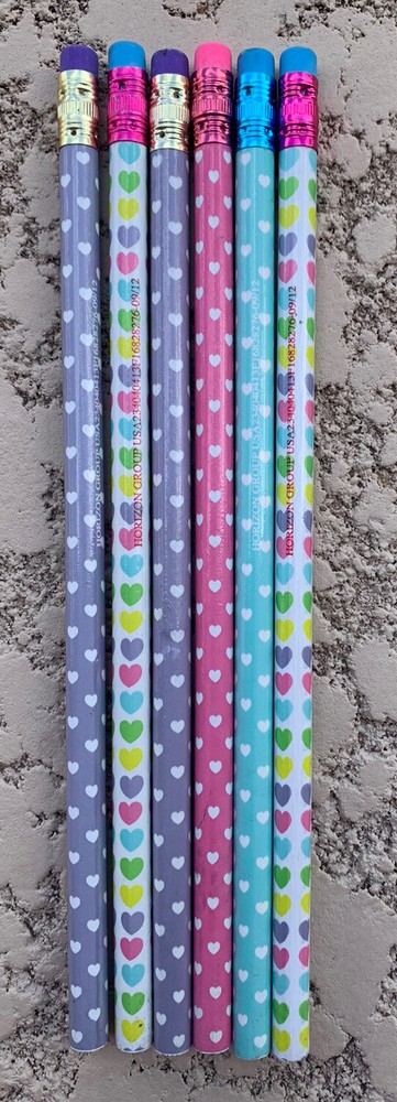 6 Heart Themed Pencils