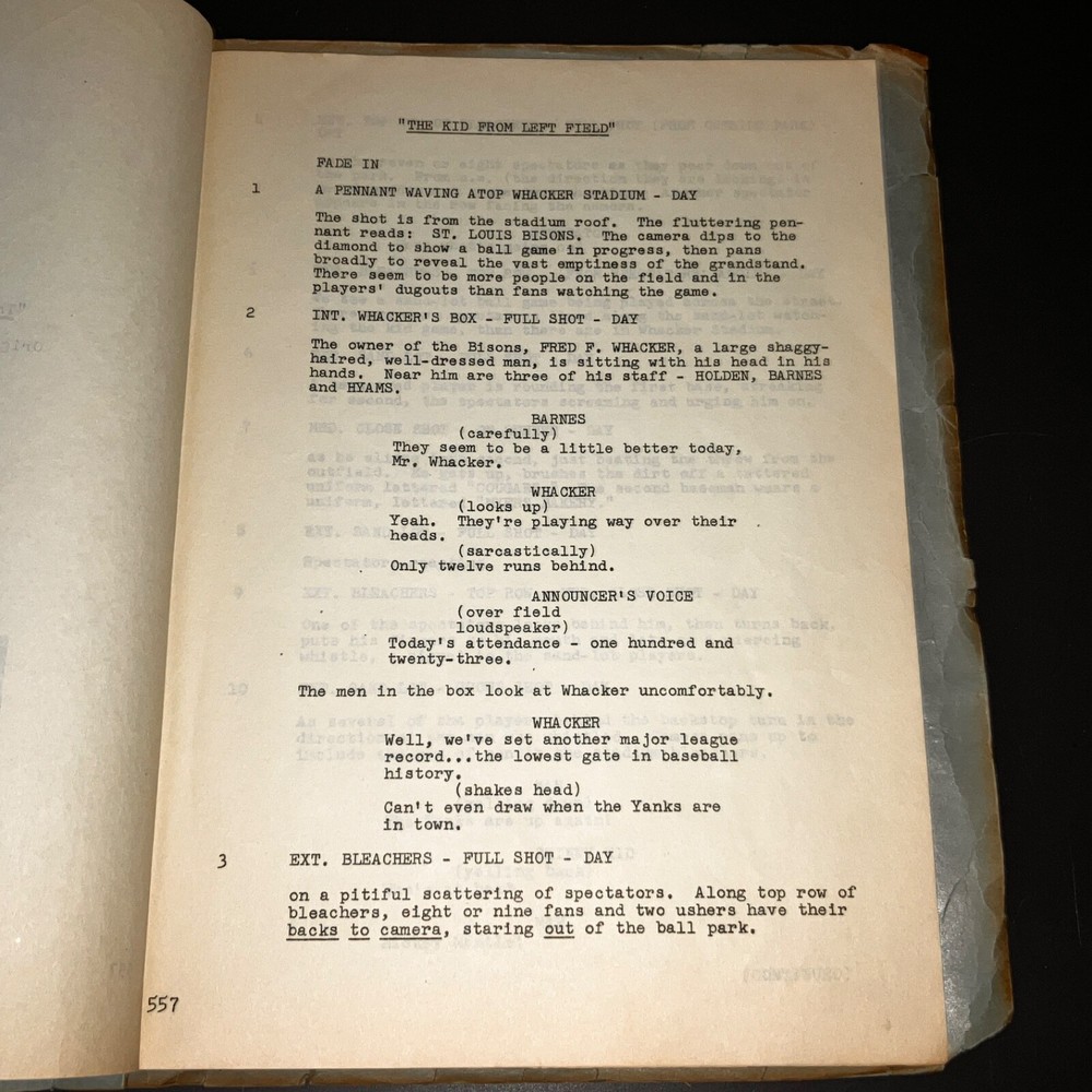 KID FROM LEFT FIELD (2/14/53) Scarce Complete at 41p Final In-Process Script+COA