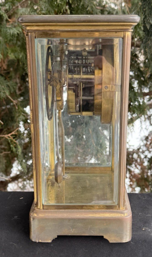 Antique C 1900 Gilbert Crystal Regulator Clock RUNS GOOD - SEE VIDEO - READ