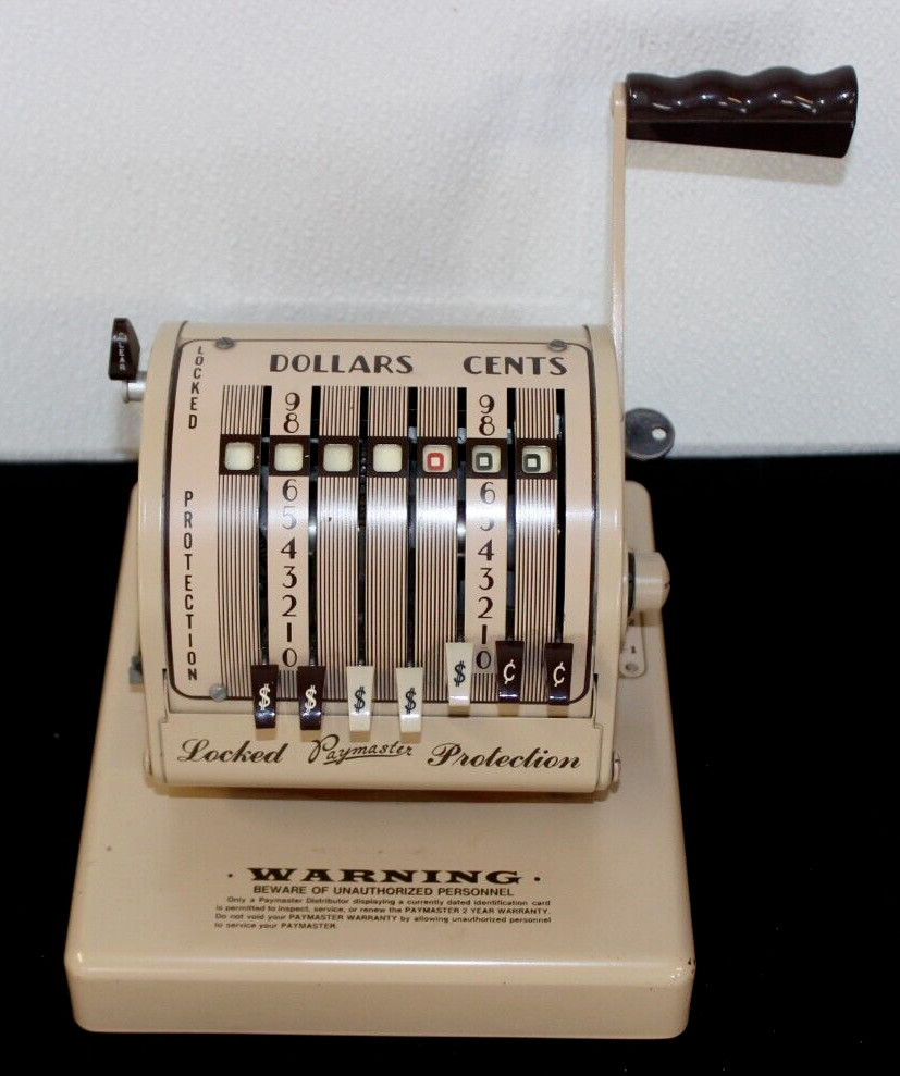 Vintage Paymaster X-550 Check Writer w/ Key