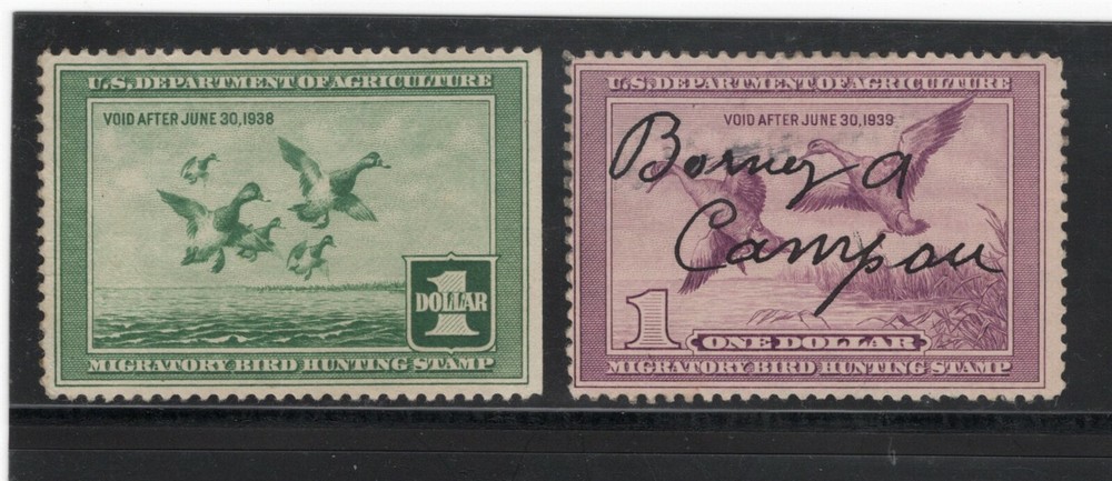 RW4 & RW5 WOUNDED DUCK STAMPS 1937-8