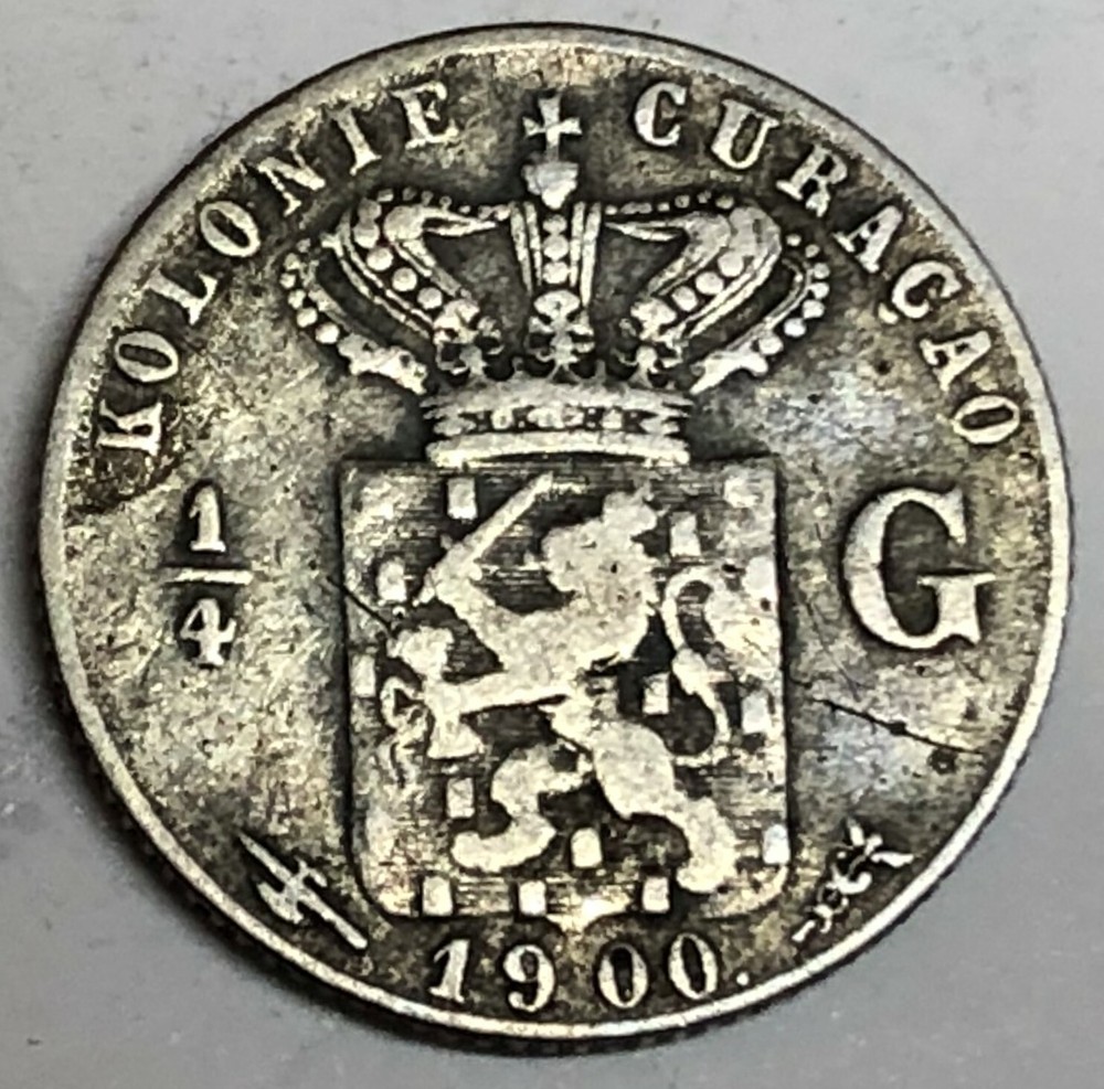 # C215    CURACAO    COIN,    1/4  GULDEN    1900