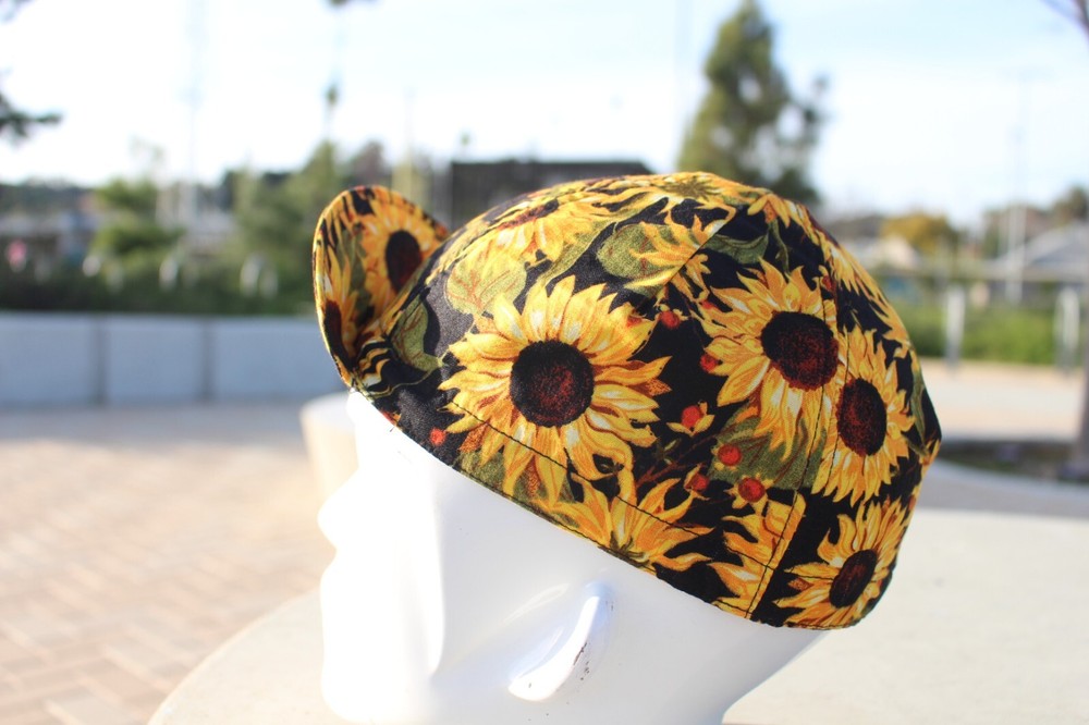 SUNFLOWER CYCLING CAP 4 PANEL handmade in USA