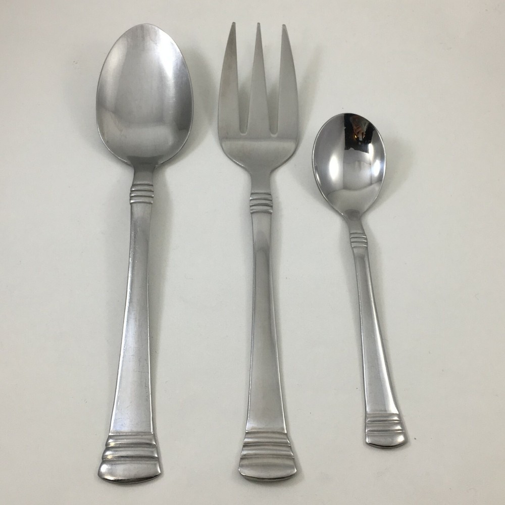 3 Cambridge CODIE Flatware Silverware Serving Spoon & Fork, Sugar Spoon
