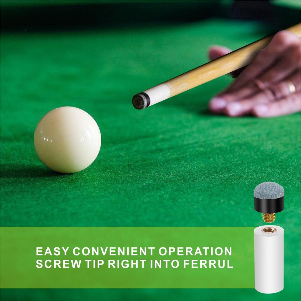 QEEGO 10 Sets Billiard Cues Tips Replacement with White Pool Cue Stick white