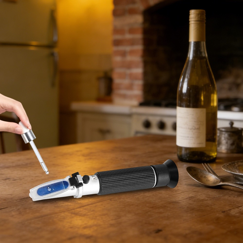 Alcohol 0-80% Test Refractometer THE01507B Portable Handheld Refractometer Black