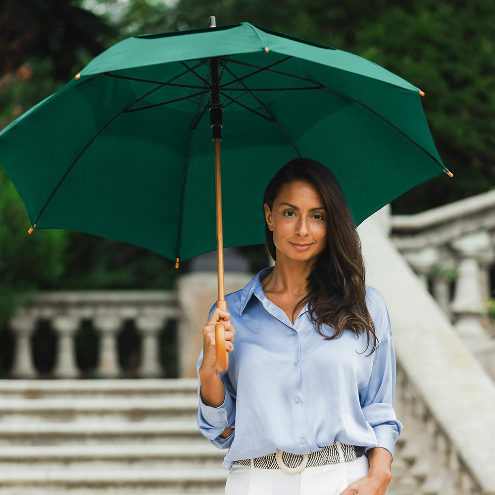 The Vented Urban Brolly 48" Arc Automatic Open Large Windproof Golf Umbrella, Cl