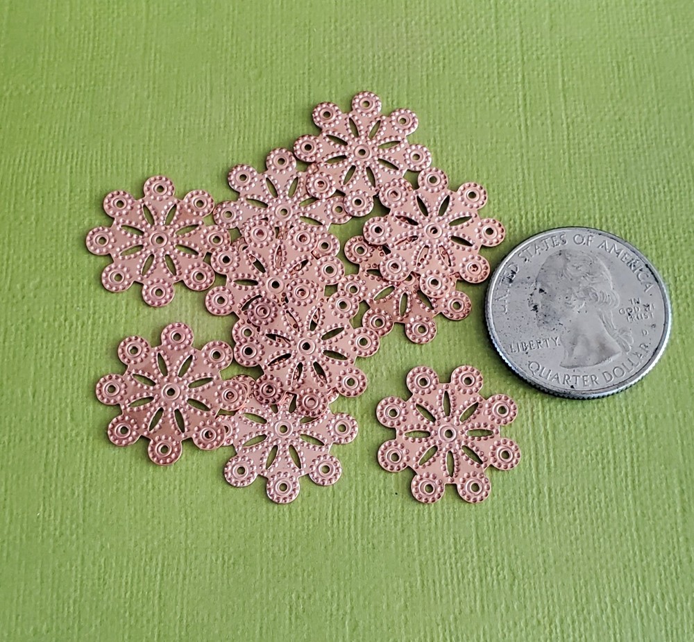 10 pcs Rose tone flower  settings for cabochons Connector Accessor Findings
