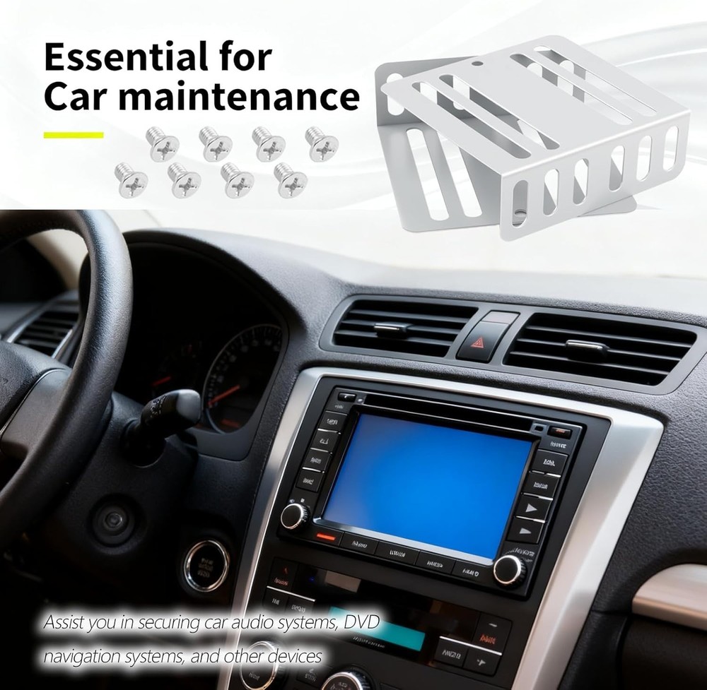 2PCS Car Double DIN Install Kit – Adjustable Brackets with 8 Screws for Security