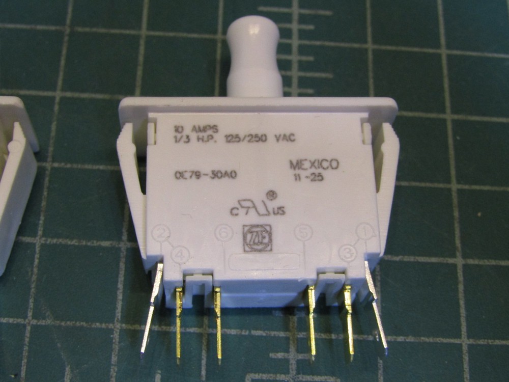 2 – ZF Electronics 0E79-30A0 Switch, Pushbutton, DPDT, NO/NC, Pull to Cheat 10 A