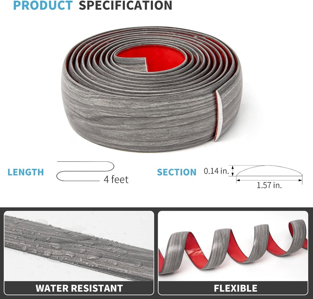 Versatile 4FT Self-Adhesive Floor Transition Strip for Seamless Gap Coverage