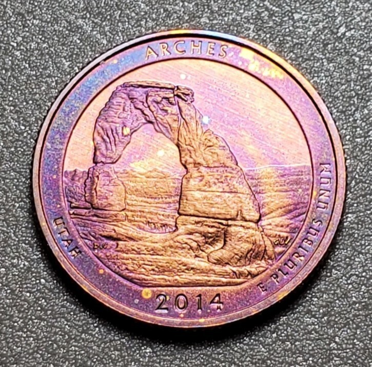 TONED 2014 S ARCHES ATB WASHINGTON QUARTER CLAD PROOF UNC #P678