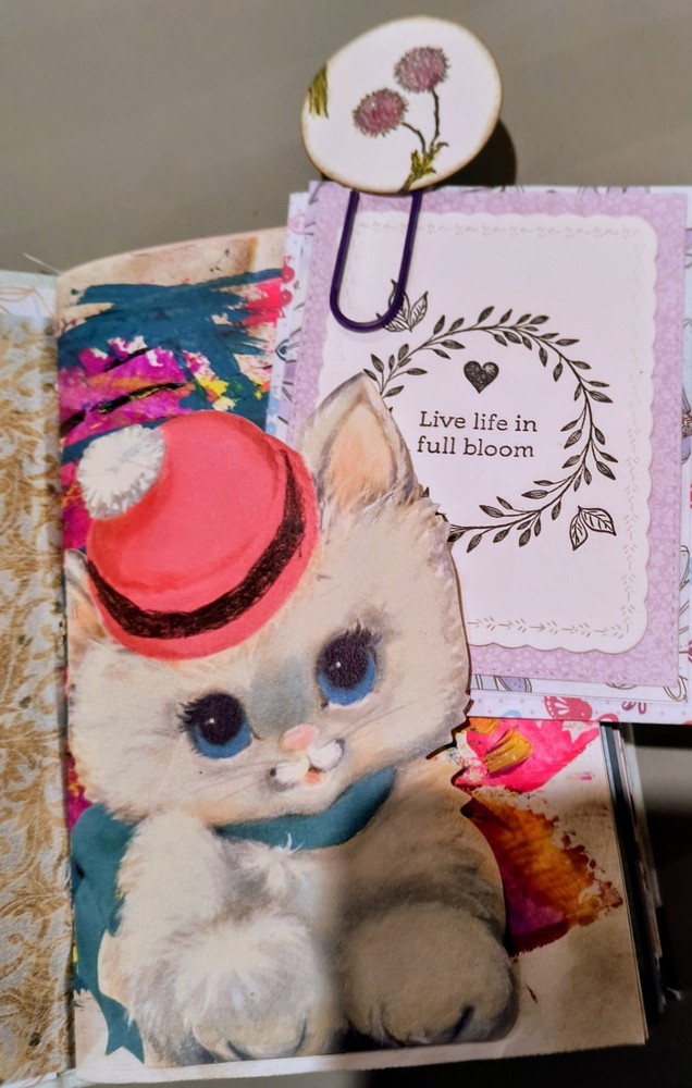 Handmade fabric covered junk journal