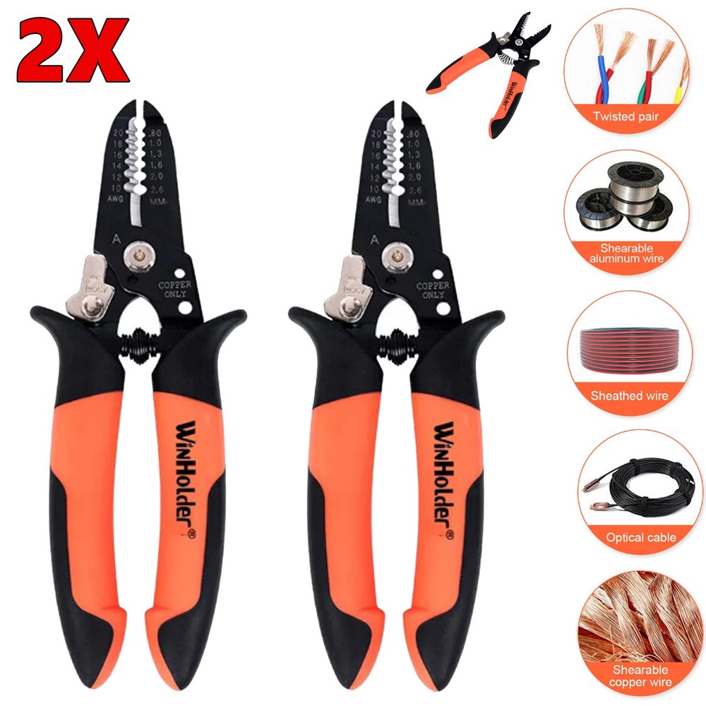 2Pcs Self Adjusting Insulation Wire Stripper Cutter Crimper Cable Stripping Tool