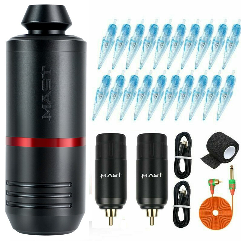 Mast Tour Max Wireless Rotary Tattoo Machine Pen Kit with Replacement Battery