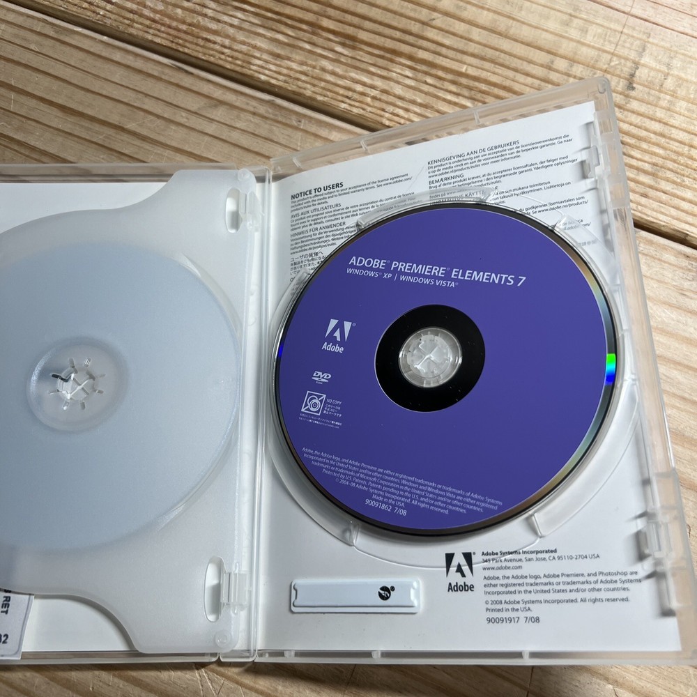 Adobe Photoshop Elements 7 & Premiere Elements 7 Complete 2 Disc CD-Rom Software