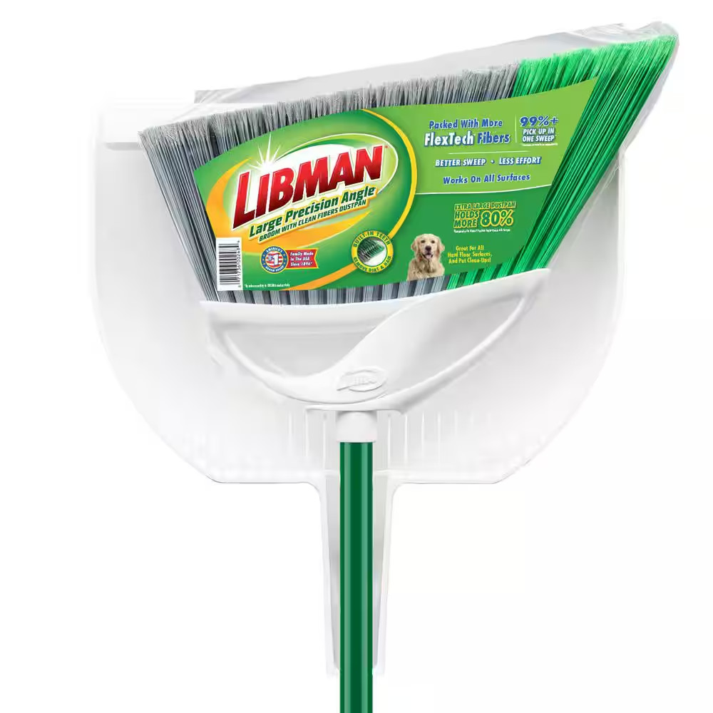 Large Precision Angle Broom with Dustpan (4-Pack)