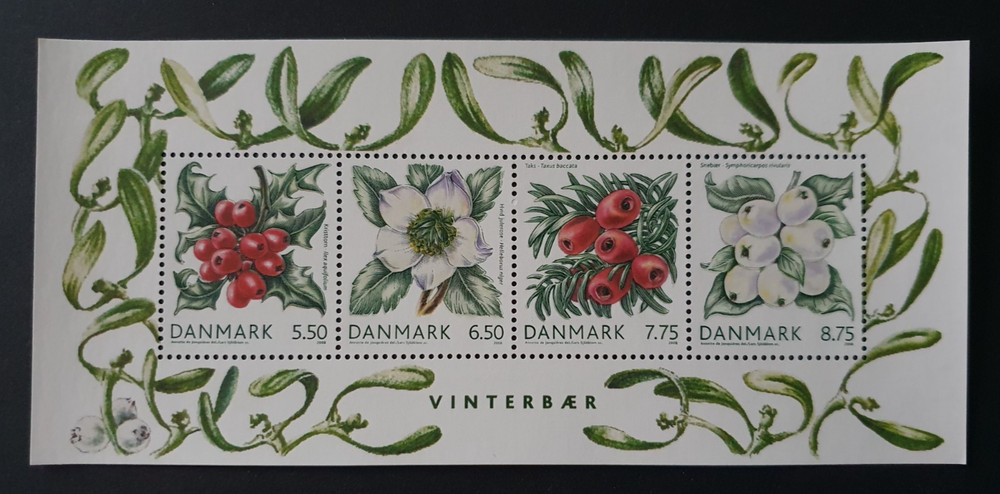 2008 DENMARK DANMARK SHEET BERRIES FLOWER VF MNH