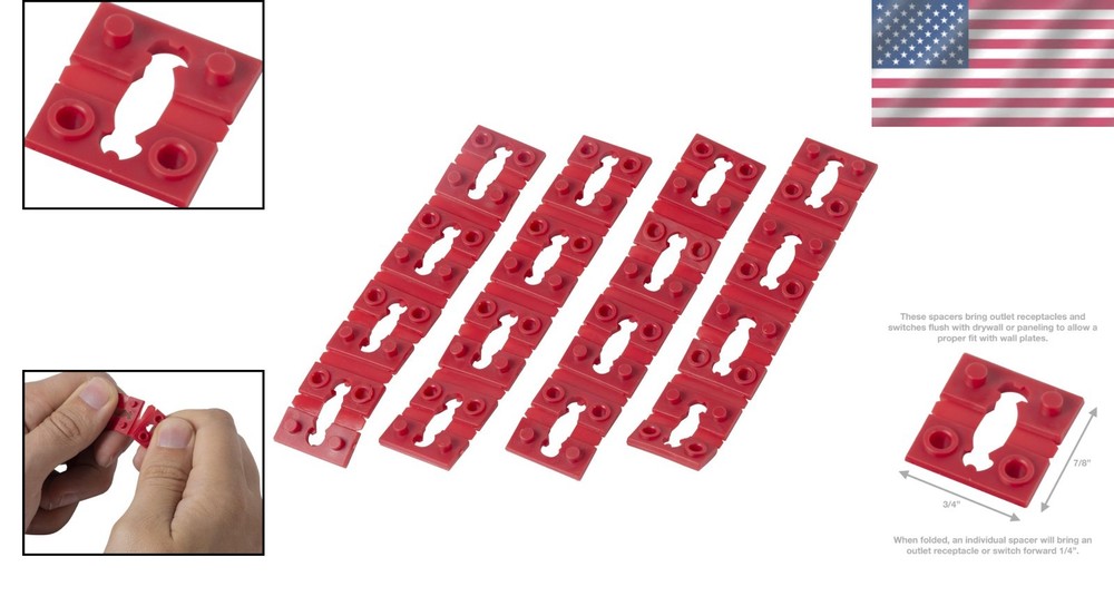 GSP-04 Red Electrical Switch & Receptacle Spacers, 4-Piece Stackable Set