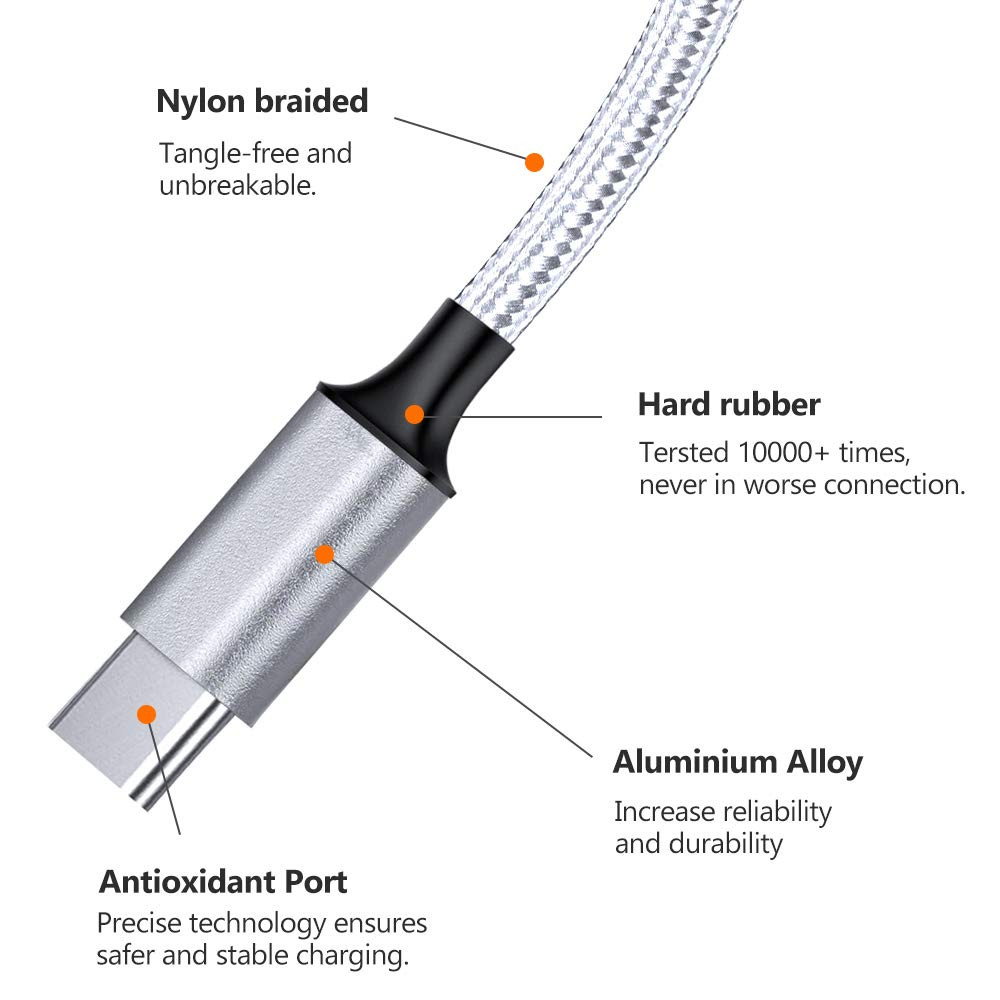 Multi Charging Cable, 10Ft 2Pack Multi Phone Charger Cable Braided Universal 3 i