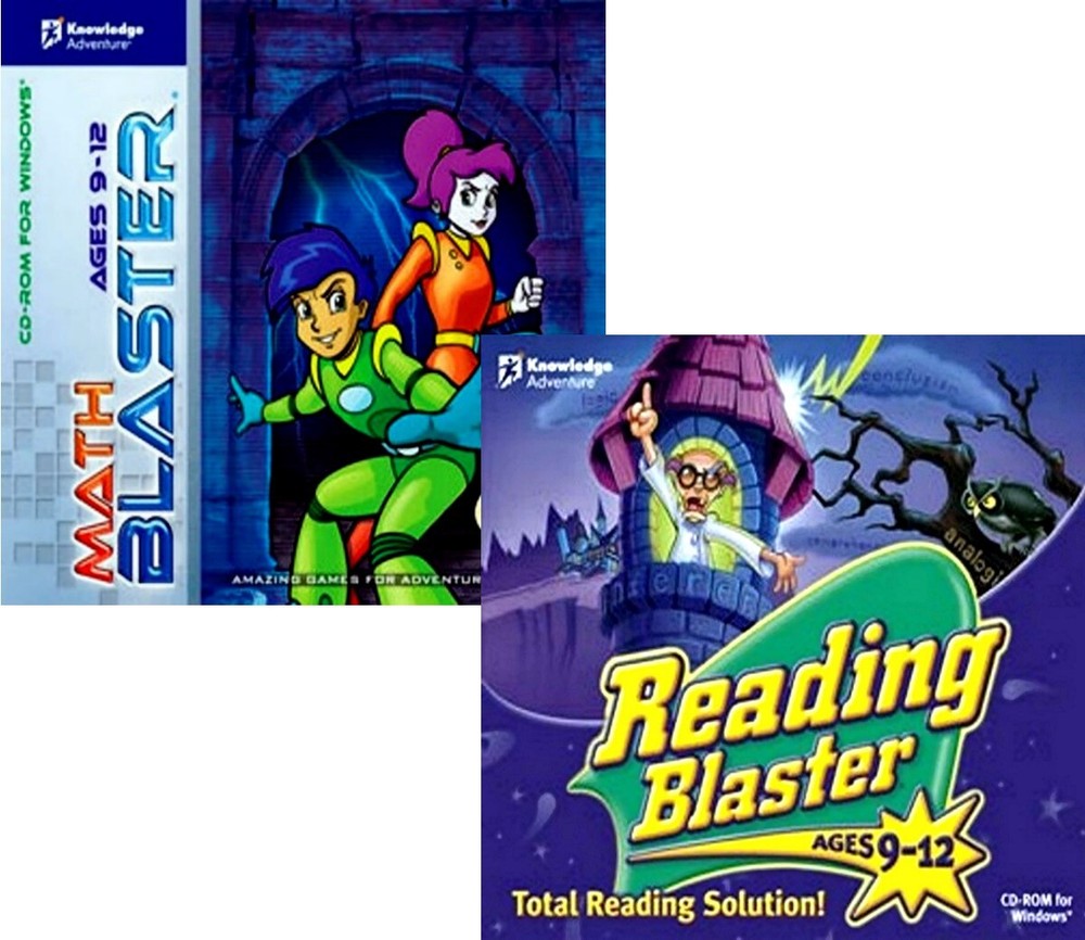 Age 9-12 Math & Reading Blasters Kids Edutainment Bundle PC Windows Sealed New