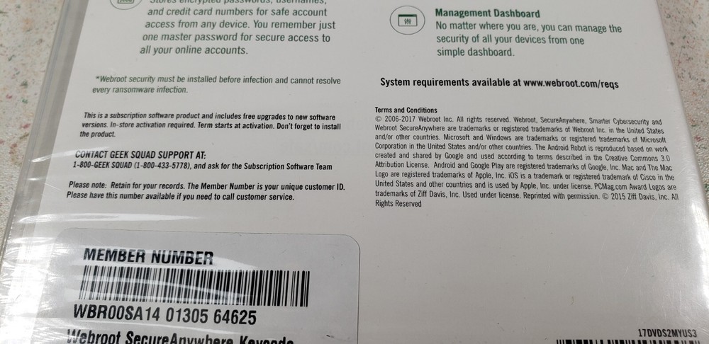 Webroot Secure Anywhere Internet Security 3 Devices New Sealed Windows Mac IOS