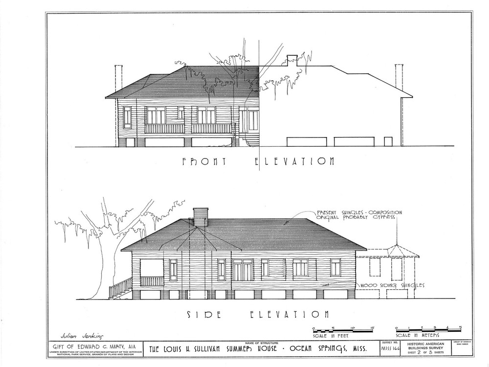 Sullivan Summer House Frank Lloyd Wright Prairie Style home, architectural plans