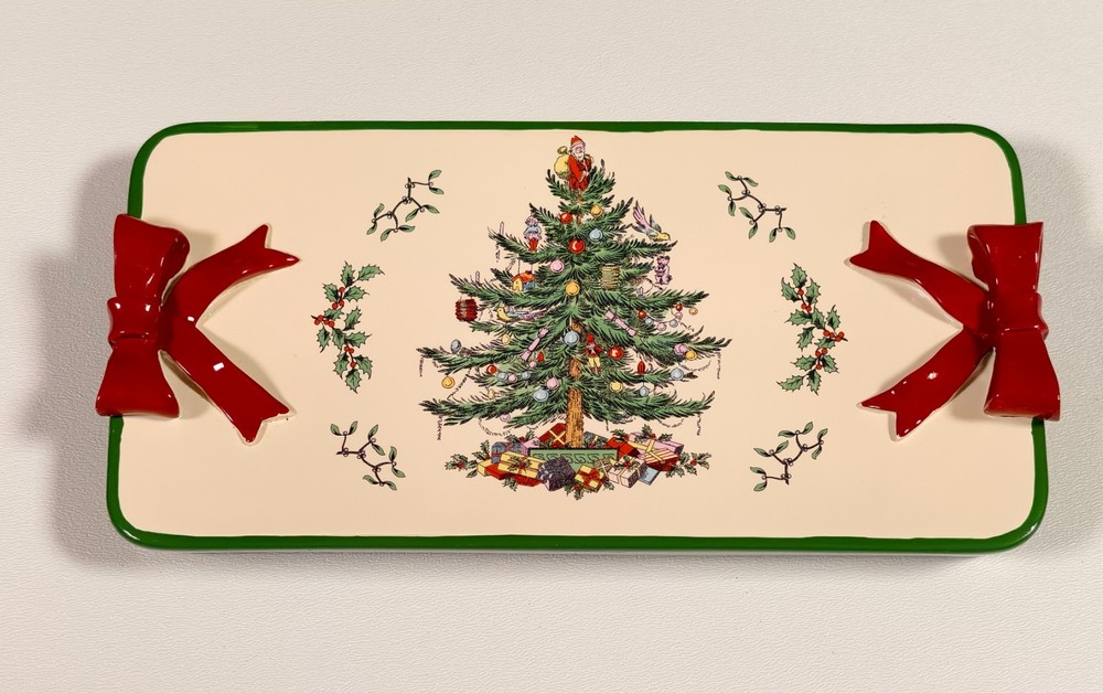 Spode Hand Painted Christmas Tree Vanity Tray