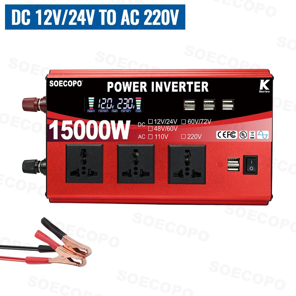 Pure Sine Wave Solar Converter 15000W Car Power Inverter DC 12-72V To AC 110VfC