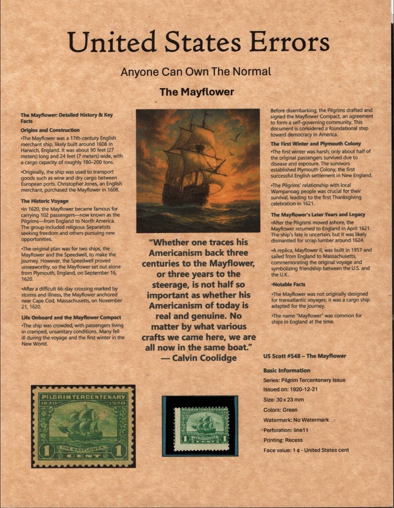 Perfectly Flawed SN 548 MH - Misperf on Custom Presentation Panel 8.5” X 11”