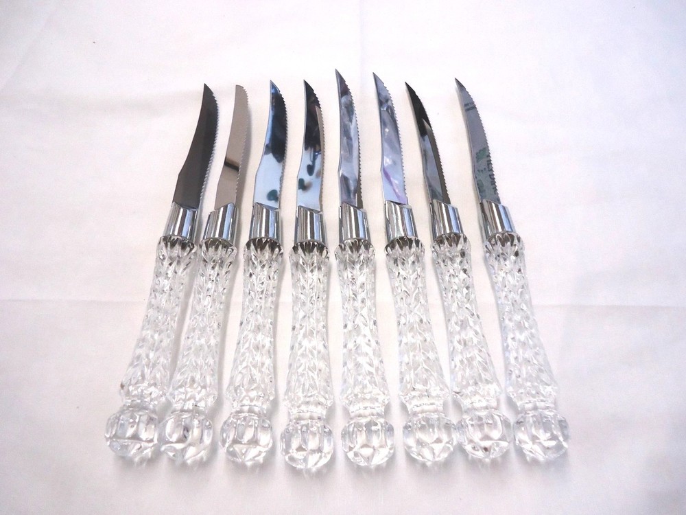 CRYSTAL HANDLE STAINLESS STEAK KNIFE 8-PIECES
