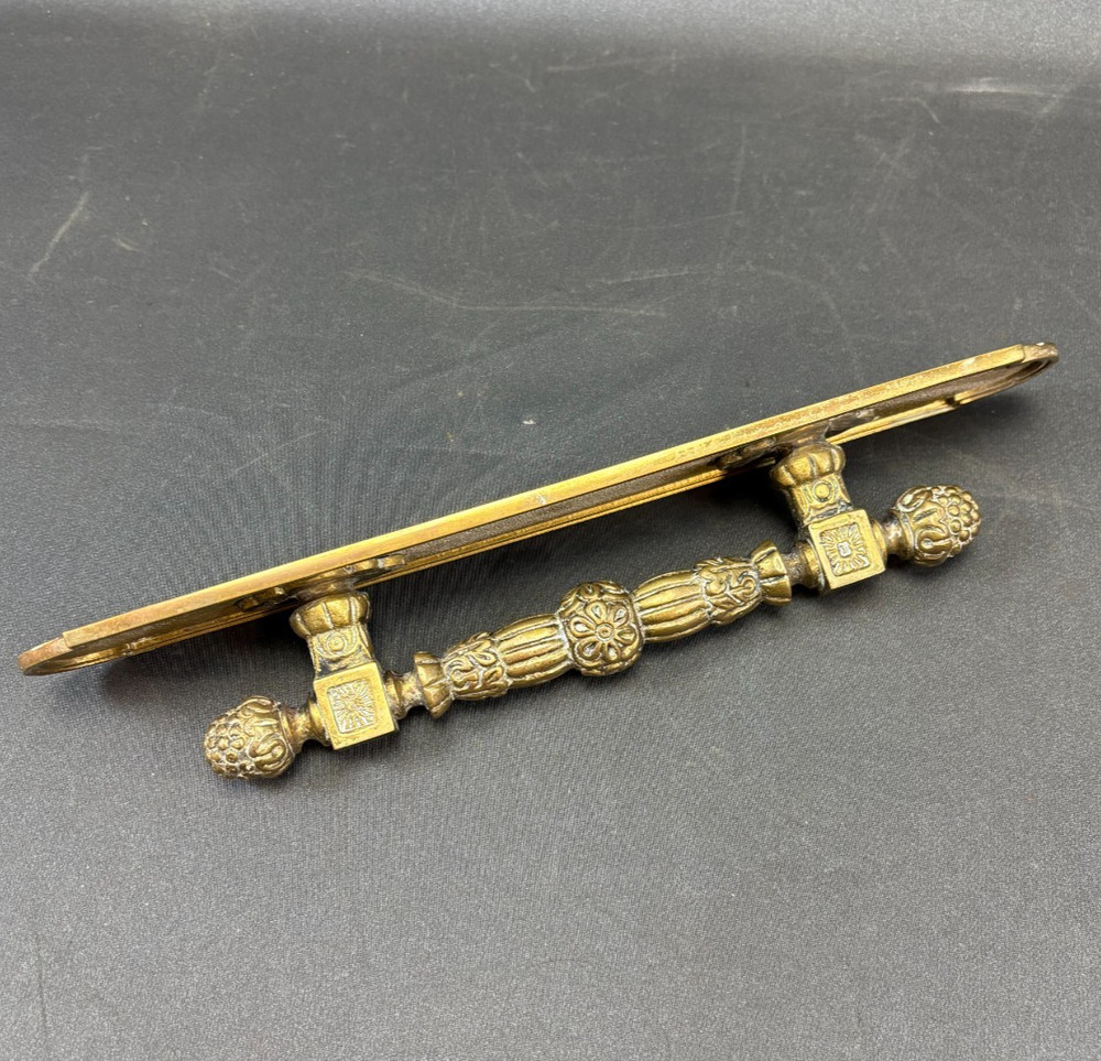 Vintage Ornate Solid Brass Door Pull Handle Victorian Style - 11.5"
