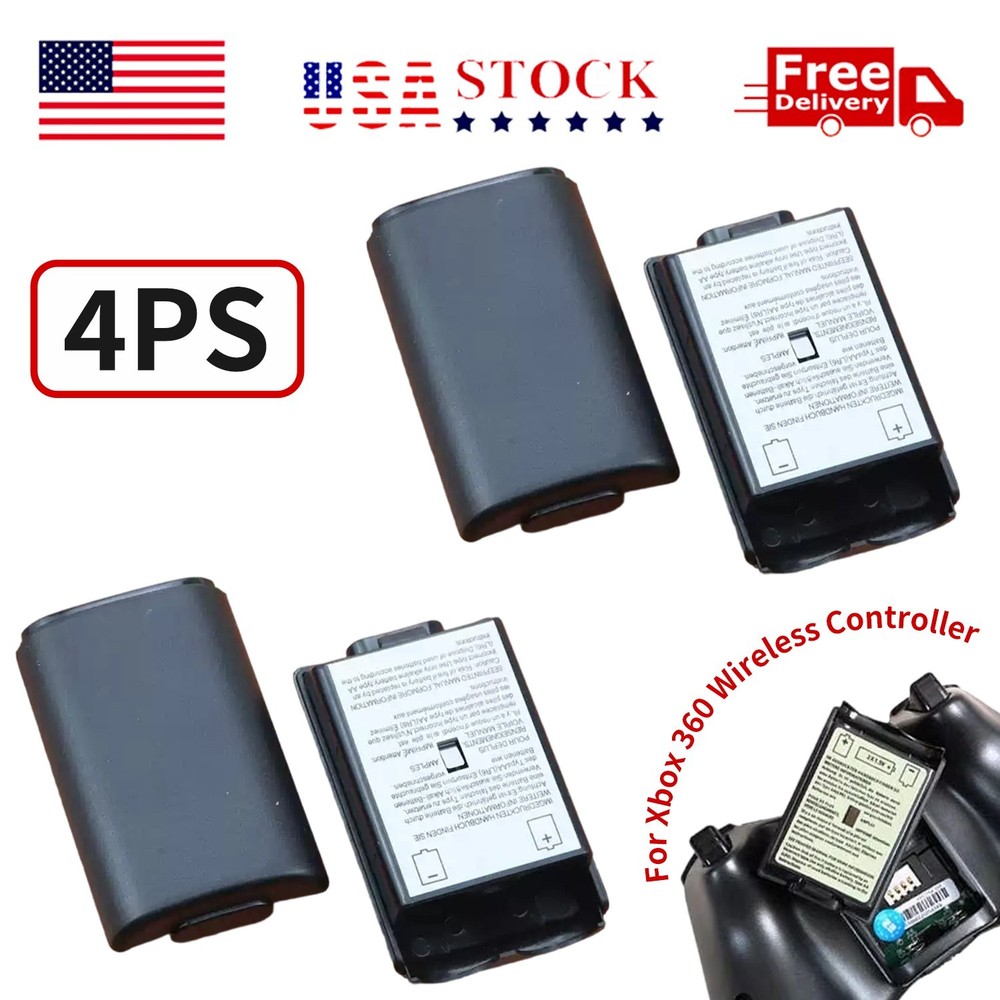 4 PCS AA Battery Back Cover Case Shell Pack For Xbox 360 Wireless Controller