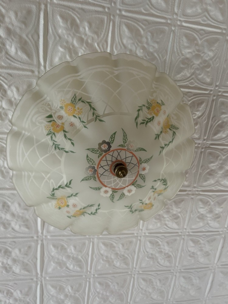 Art Deco 3 Light Glass Floral Globe Ceiling Mount