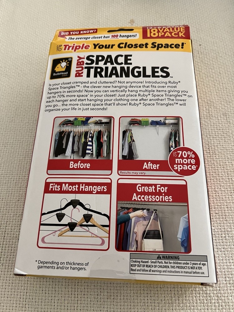 Ruby Space Triangles 18 Value Pack - Up To Triple Your Closet Space