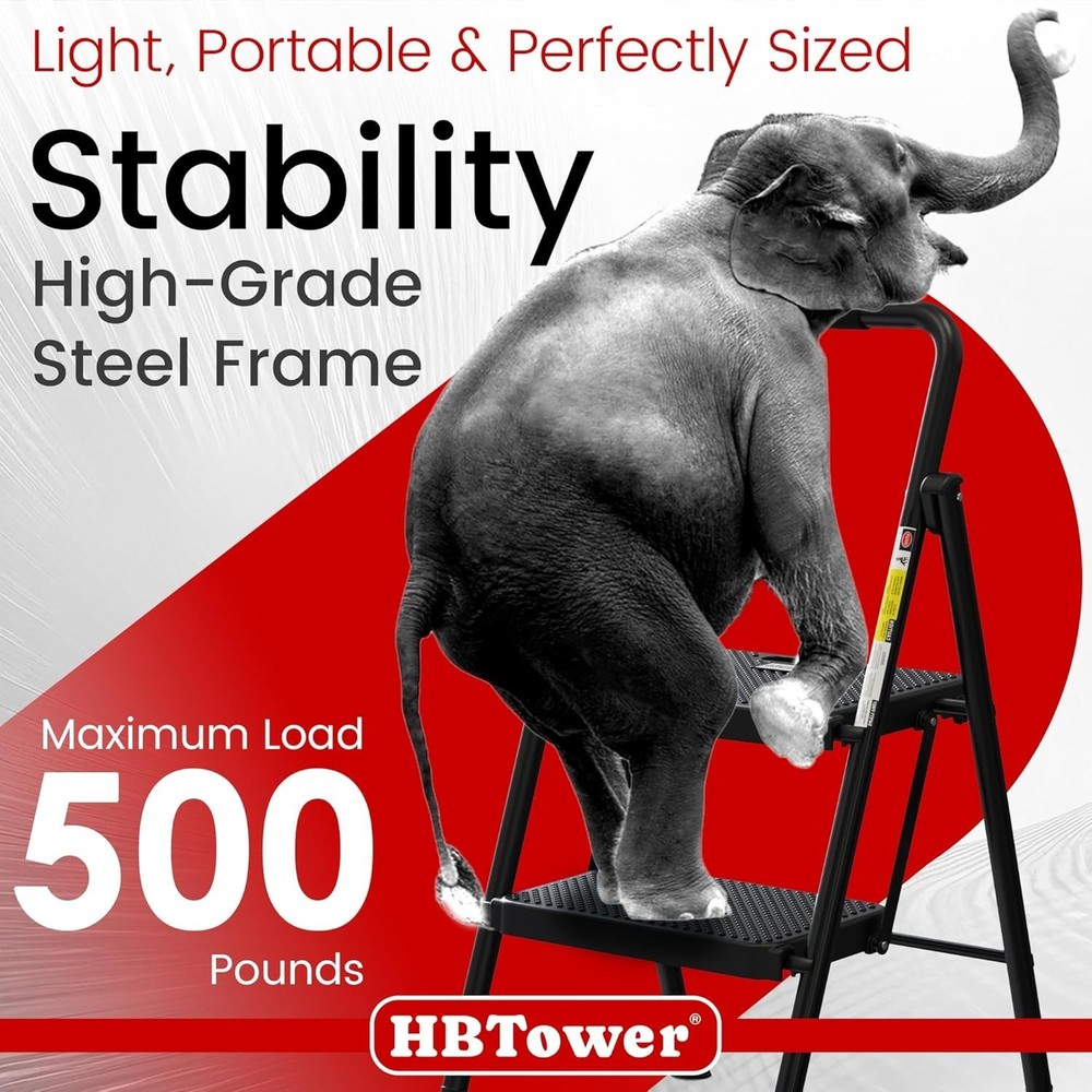 Compact Folding Step Stool with Non-Slip Pedals - Easily Transportable