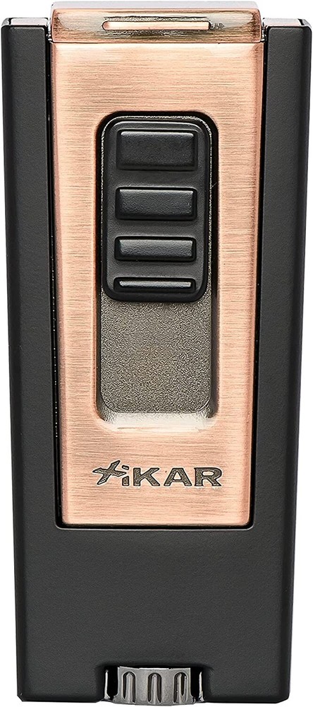 Xikar Trezo Lighter, Inline Triple Jet Flame, Piezo Ignition, Black/Bronze
