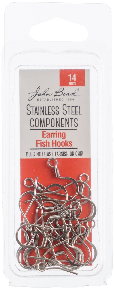 Stainless Steel Earring Fish Hook 20/Pkg 14mm
