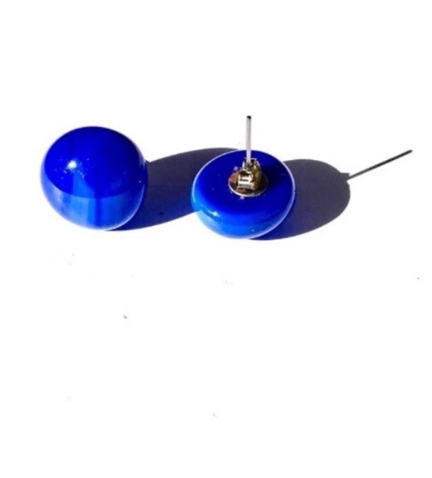 Blue Marble Pierced Earrings Stud