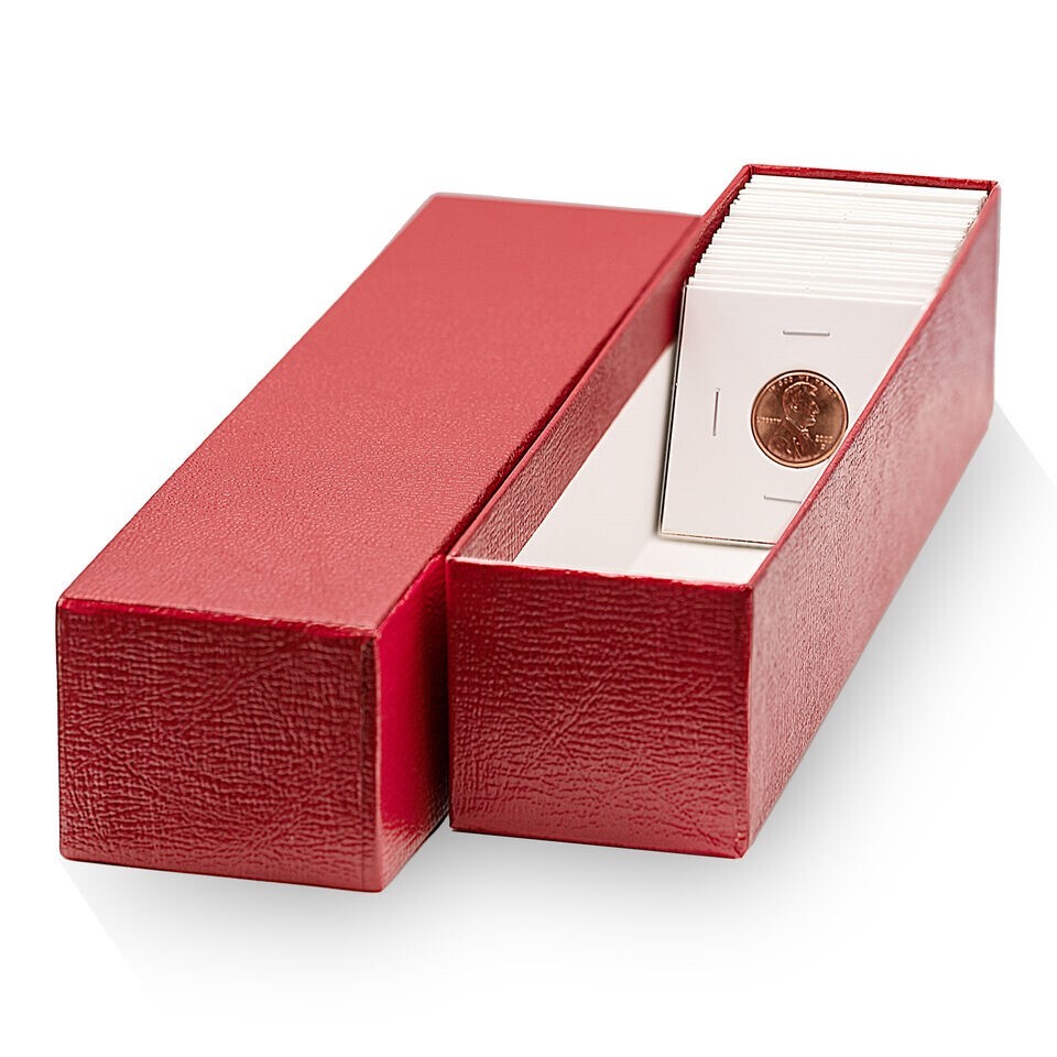 2x2 Coin Flips Box High Quality Snaplock Capsule Storage Single Row 9 Inch Red