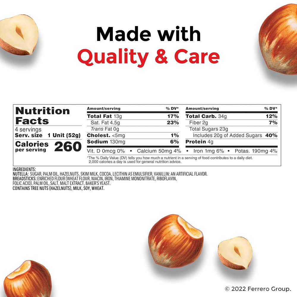 & GO! Bulk 12 Pack, Hazelnut and Cocoa Spread with Breadsticks, Stocking Stuffer