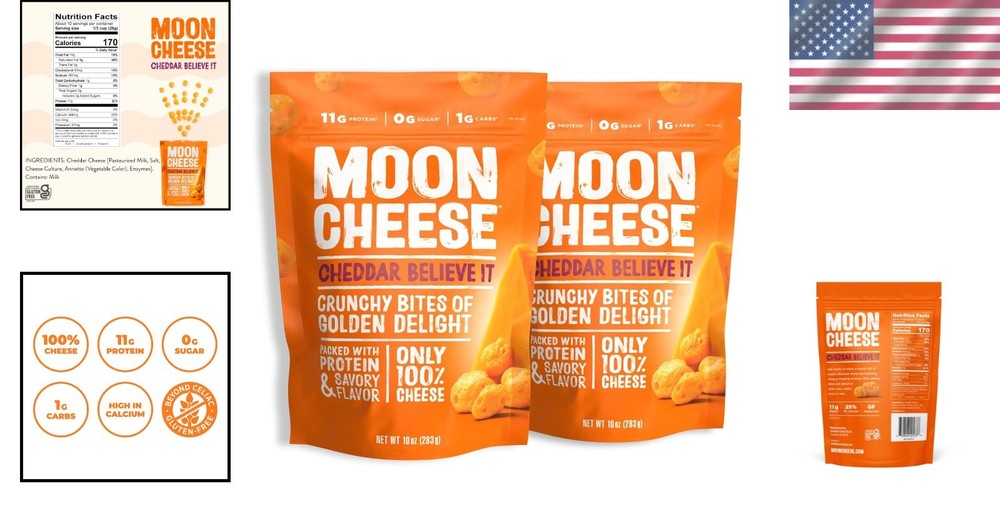 Crunchy Cheddar Cheese Snack, 10oz, 2-Pack, Keto Friendly