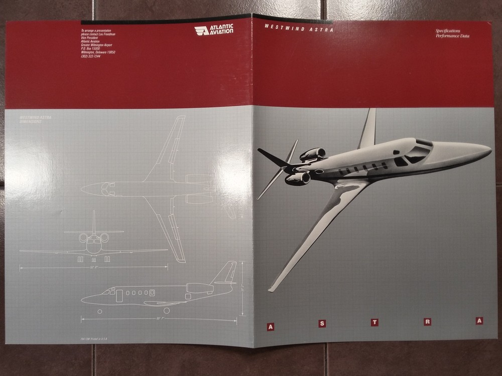 Original Atlantic Aviation Westwind Astra Specs & Performance Brochure, 4 page