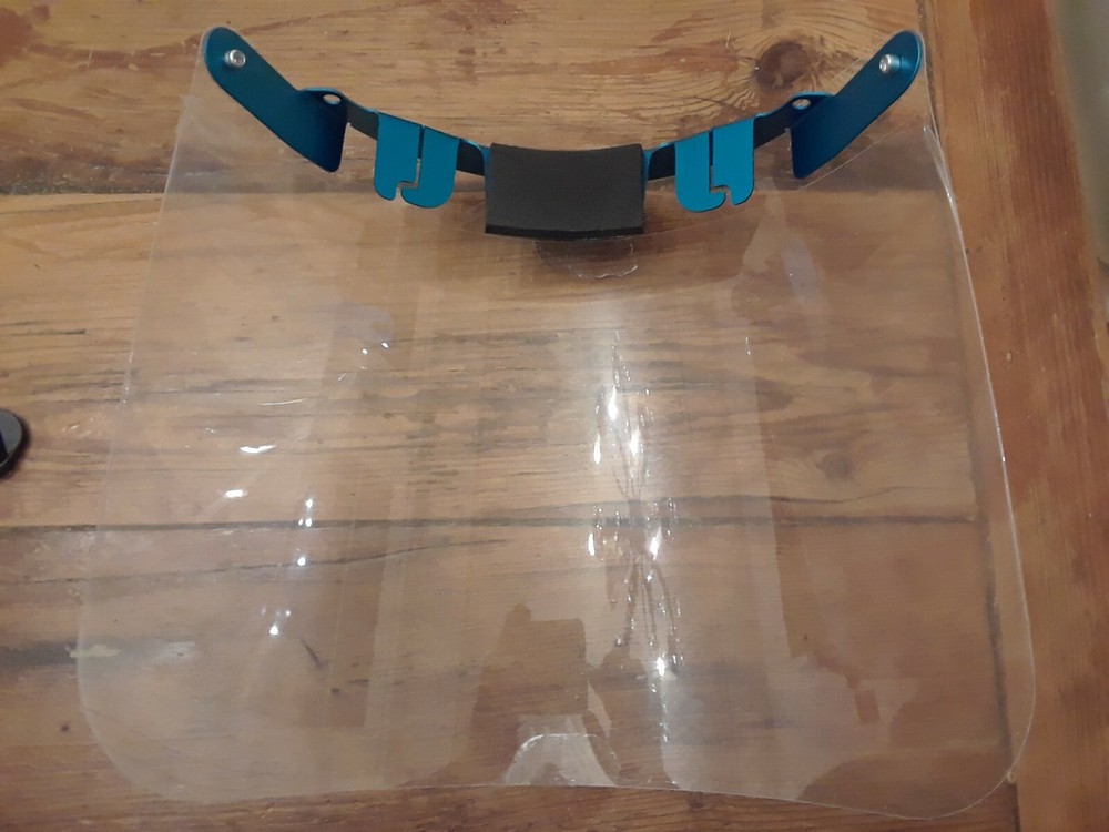 Technique Reusable Face Shield, Aluminum Frame Poly Shield with Strap, USA Made